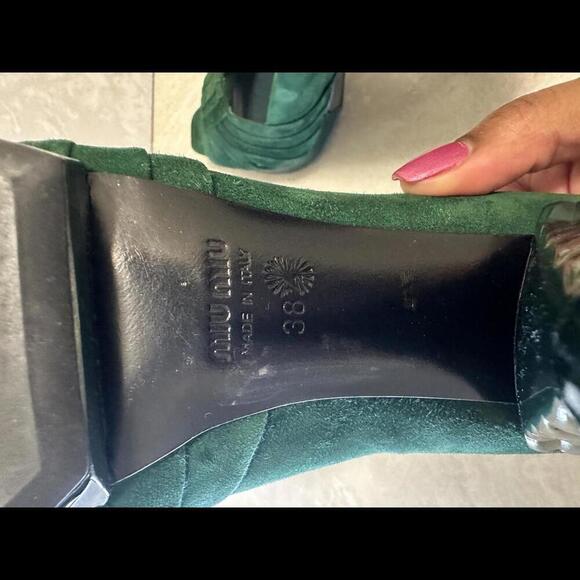 Miu Miu green suede peep-toe pumps Size 38.5/8.5 - Picture 6 of 6